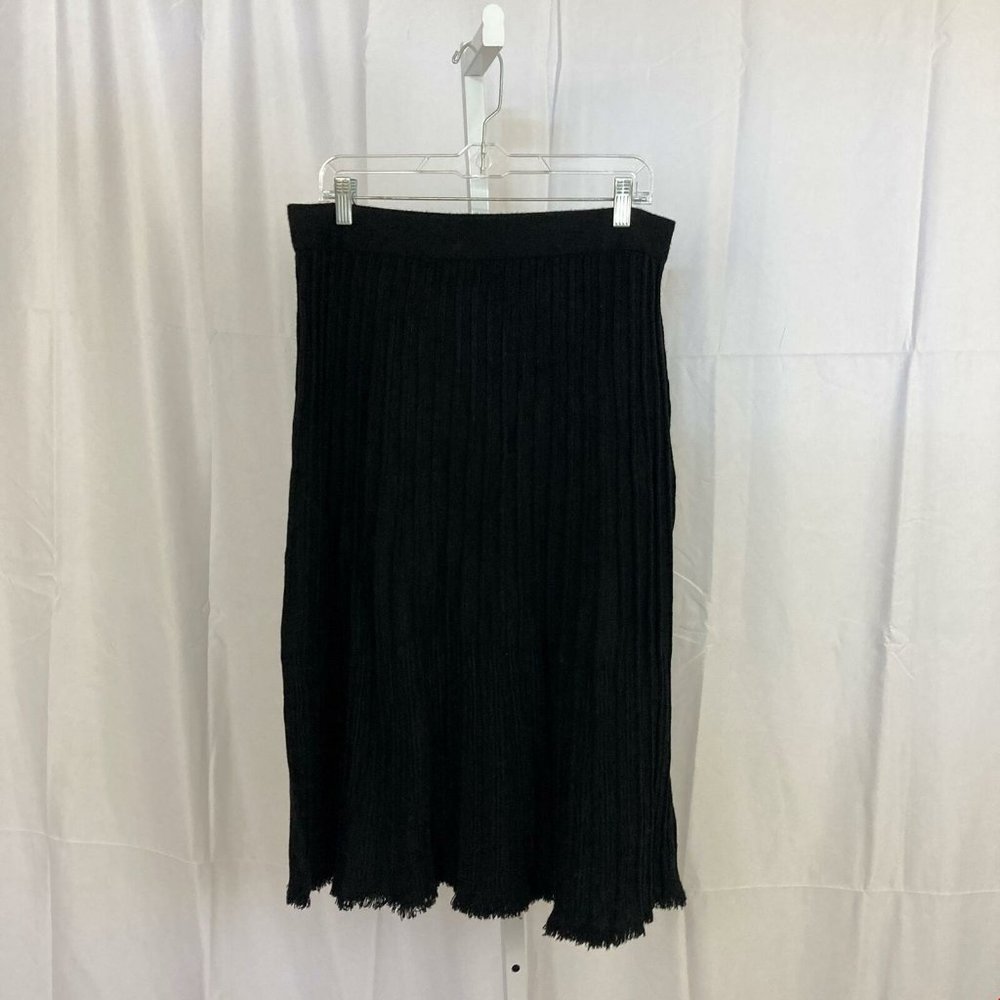 Max Studio Nordstrom NEW Women's Size Large Black Ribbed Mid Length Skirt NWT